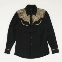 Black Animal Print Long Sleeve Button Down