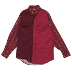 Maroon Striped Long Sleeve Button Down