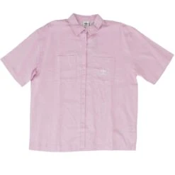 ADIDAS Purple Solid Short Sleeve Button Down