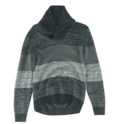 Black Striped Mockneck Sweater