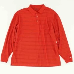Nike Red Solid Long Sleeve Polo