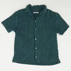 Zara Green Striped Short Sleeve Button Down