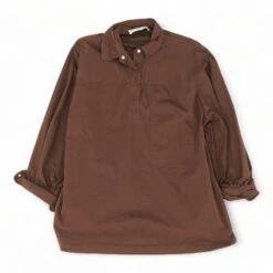 Brown Solid Long Sleeve Polo
