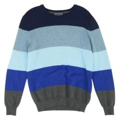 Blue Color Block Crewneck Sweater