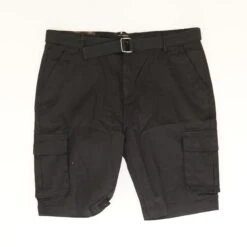 Black Solid Cargo Shorts
