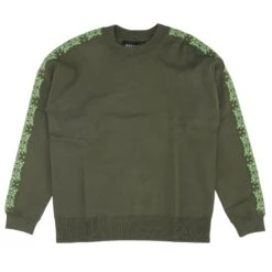 Olive Solid Crewneck Sweater