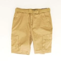 Tan Solid Cargo Shorts
