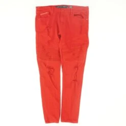 Red Solid Tapered Jeans
