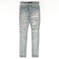 Amiri 764 Rainbow Patch Skinny Jeans In Indigo