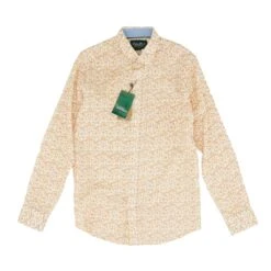 Orange Geometric Long Sleeve Button Down