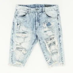 Blue Polka Dot Denim Shorts