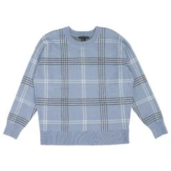 Blue Plaid Crewneck Sweater