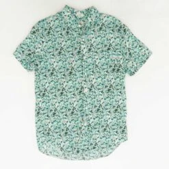 J. Crew Green Floral Short Sleeve Button Down