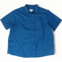 Teal Solid Short Sleeve Button Down