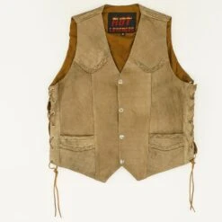 Vintage Brown Leather Lace-Up Vest